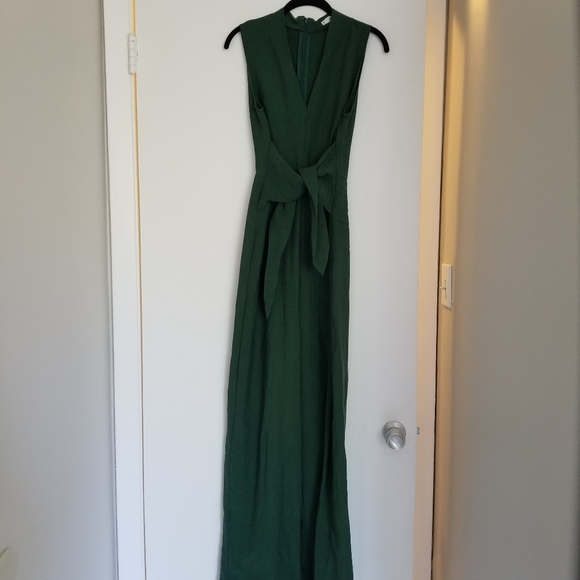 MANGO Lyocell Green Belted Wide Leg Jumpsuit - Picture 8 of 9